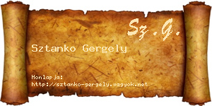 Sztanko Gergely névjegykártya